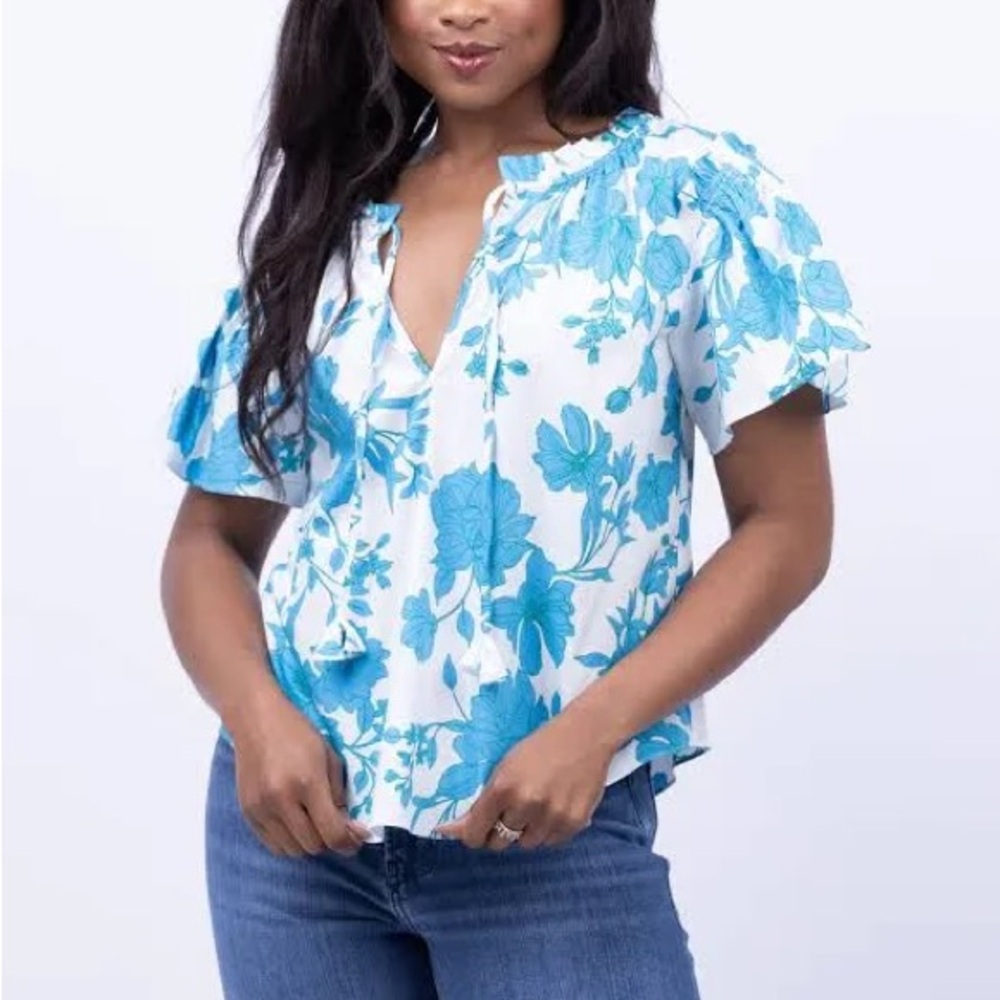 ⚡️NWT⚡️Misa Los Angeles Suparna Top in Turquoise Floral